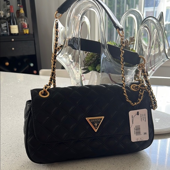 COPY - Guess Black Shoulder Bag with Gold Chain and Logo - Picture 1 of 4